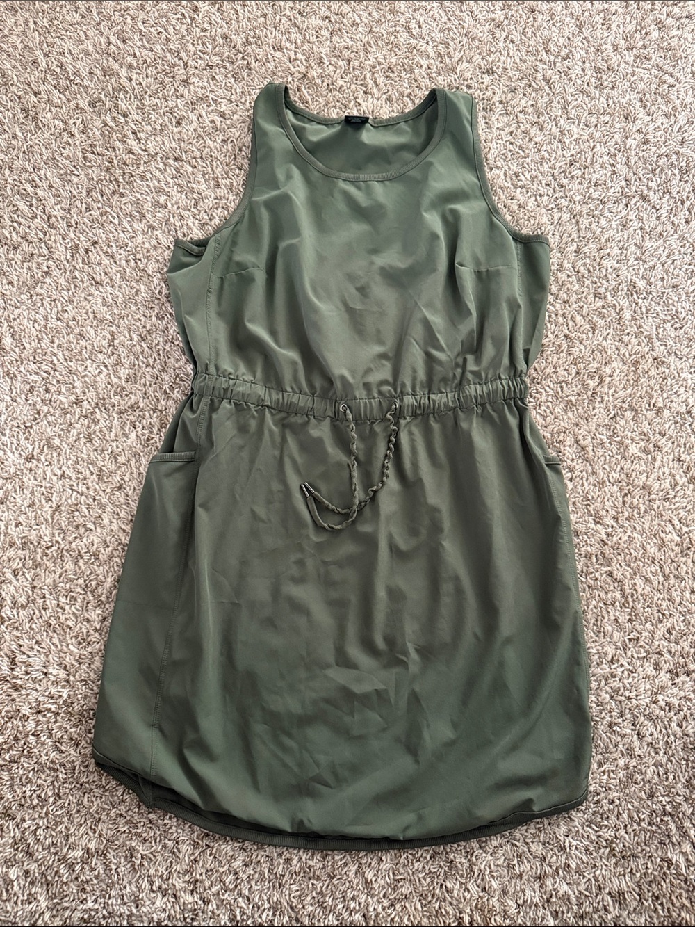 tek gear Olive Green Sleeveless Drawstring Mini Dress